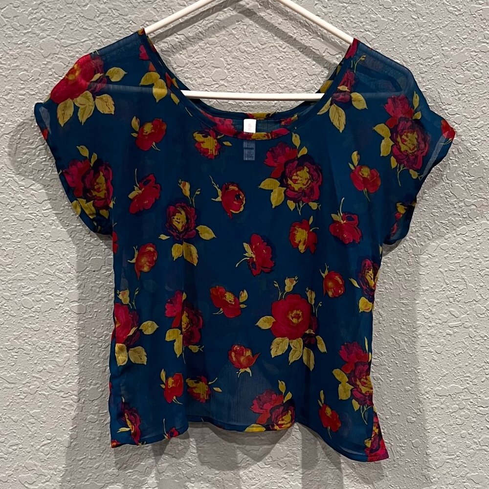 Xhilaration Sheer Floral Blouse | Size XS